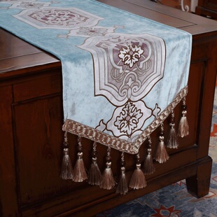 美式轻奢风桌旗茶几电视柜中式桌旗北欧高端奢华新中式长条茶桌布