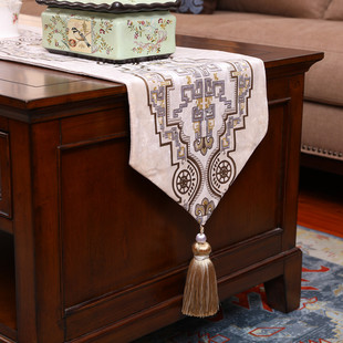 桌旗美式电视柜茶几餐桌北欧轻奢高端长条桌布欧式盖巾斗柜桌旗布