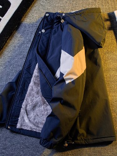 潮牌加绒加厚户外冲锋衣外套男秋冬款美式休闲教练夹克棉服男冬季