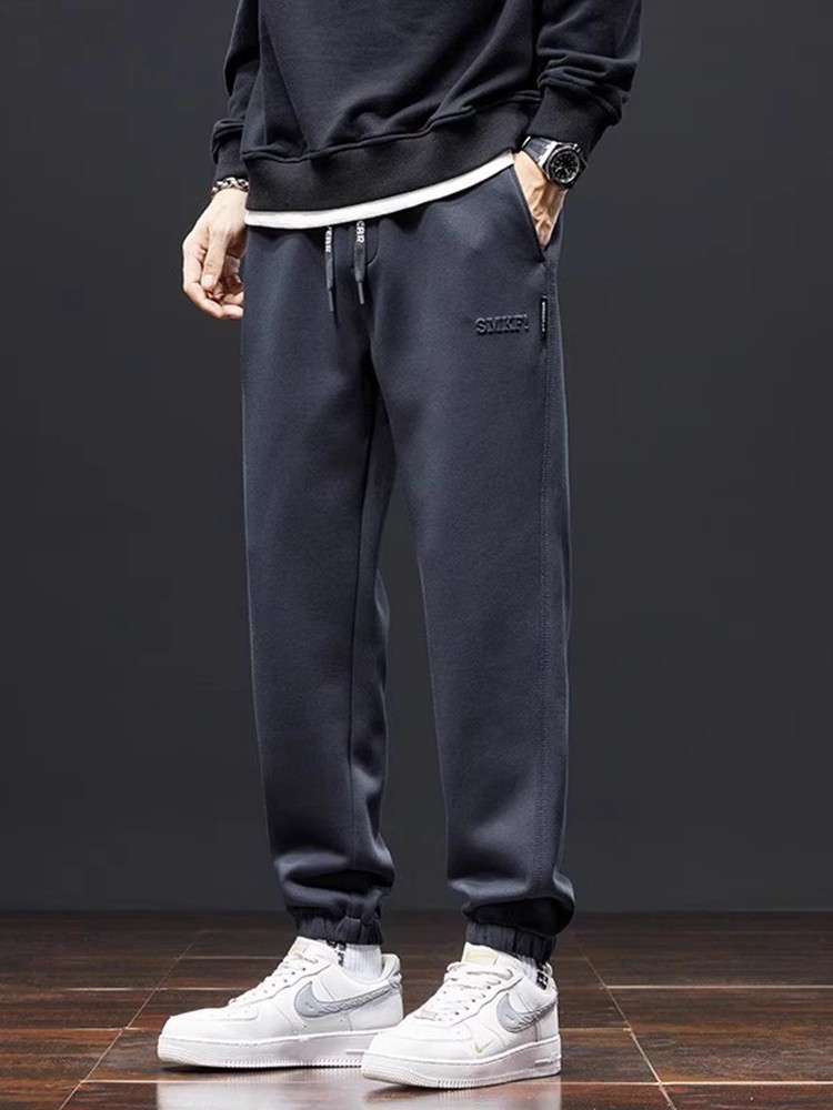 潮牌加绒裤子男秋冬2025新款重磅卫裤休闲哈伦束脚宽松百搭运动裤,男装,大码下装,淘宝优惠券,粉丝福利购,淘宝优惠卷