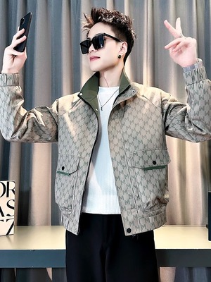 潮牌外套男春秋季薄款休闲撞色夹克褂子2025新款潮流男士春装上衣