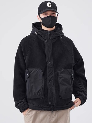 潮牌摇粒绒外套男士秋冬季2025新款保暖宽松二棉衣服男款加厚夹克