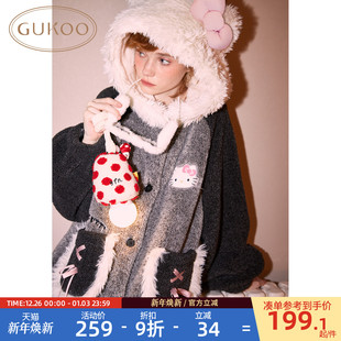 毛绒保暖女士家居服睡袍D hellokitty联名新款 Gukoo 果壳睡袍冬季