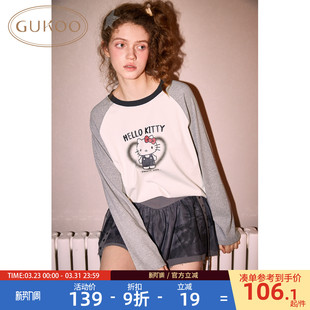 女士高颜值T恤 女春夏HelloKitty联名内搭新款 Gukoo 果壳打底衫
