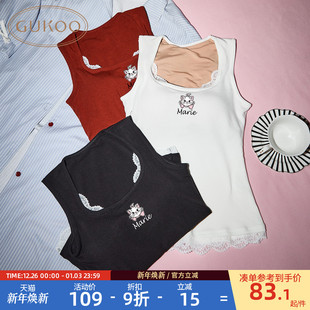 Gukoo 带胸垫女士保暖发热背心 果壳女秋冬本命年玛丽猫联名新款