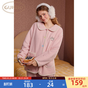 迪士尼联名简约女士家居服套装 毛绒保暖新款 果壳睡衣冬季 Gukoo