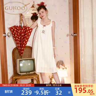 甜美可爱纯棉家居服睡裙B 无袖 Gukoo 果壳睡裙春夏玛丽猫联名新款