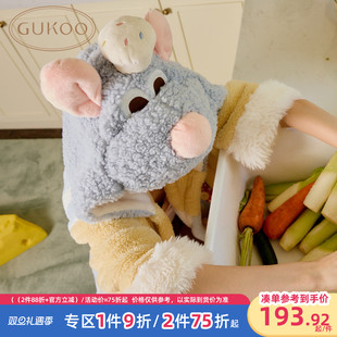 珊瑚绒保暖女士家居服睡袍D 料理鼠王联名新款 Gukoo 果壳睡袍冬季