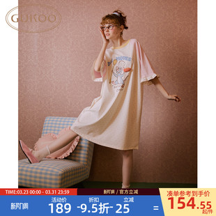 纯棉女士家居服睡裙B 睡裙女春夏料理鼠王联名新款 Gukoo 果壳短袖