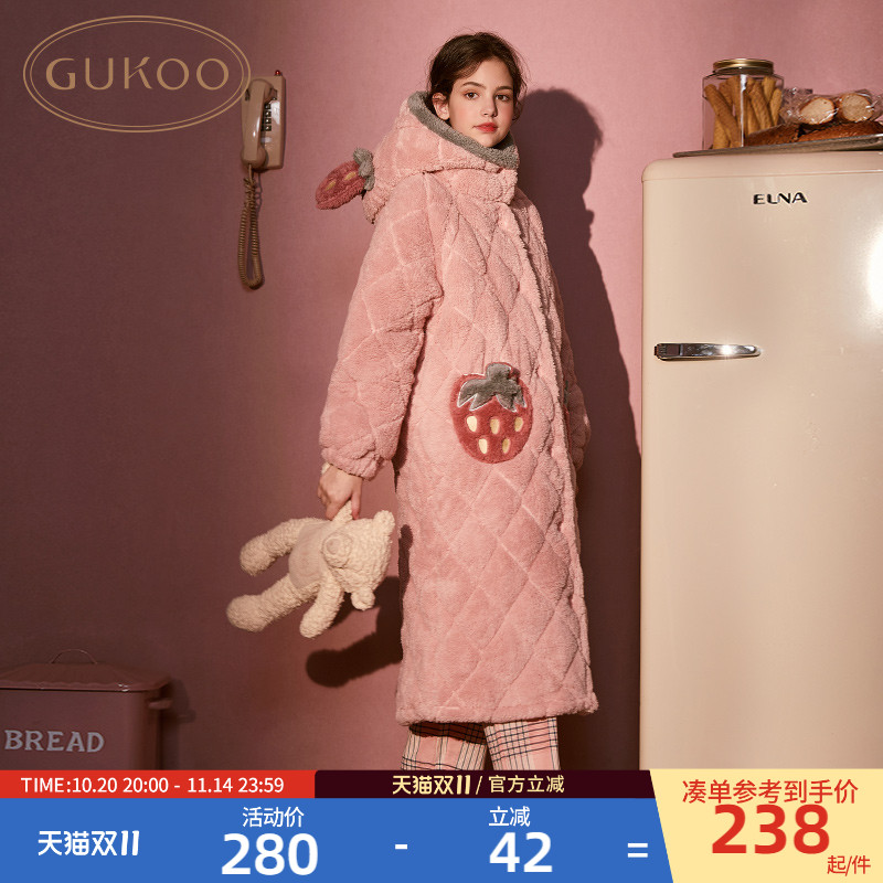 Gukoo/果壳甜美可爱女士睡袍