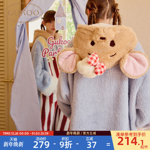 珊瑚绒保暖女士家居服睡袍D 迪士尼联名新款 Gukoo 果壳睡袍女冬季