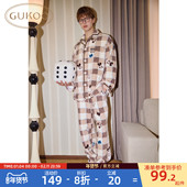 果壳男士 睡衣冬季 迪士尼联名新款 Gukoo 毛绒保暖格子家居服套装