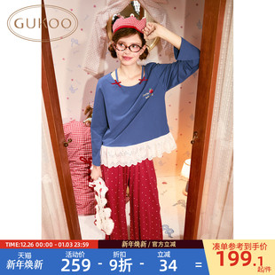 纯棉女士家居服套装 白雪公主联名新款 果壳睡衣女春秋款 Gukoo