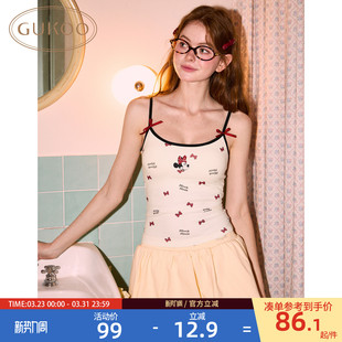Gukoo 可爱带胸垫内搭女士撞边背心 果壳吊带女春夏迪士尼联名新款