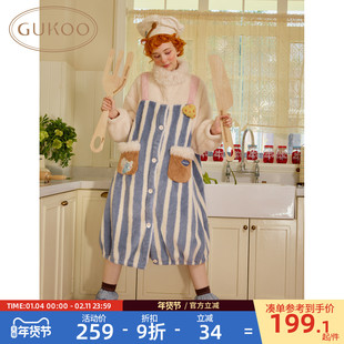 Gukoo/果壳睡袍冬季料理鼠王联名新款珊瑚绒保暖女士家居服睡袍D