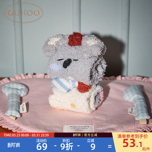 果壳中筒袜女冬季 月子袜可爱考拉袜子组合 珊瑚绒地板袜保暖新款