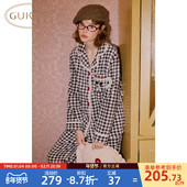 Gukoo 格子简约保暖女士家居服套装 果壳睡衣冬季 迪士尼联名新款