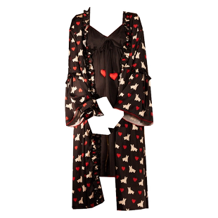 Gukoo/果壳睡衣情侣春秋款黑色纯欲吊带睡裙新款婚庆男家居睡衣A