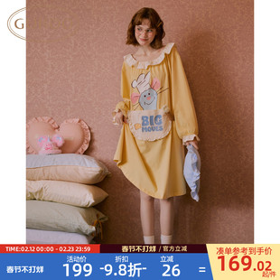 Gukoo/果壳长袖睡衣春夏料理鼠王联名新款可爱纯棉女家居服睡裙A