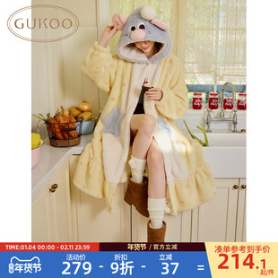 Gukoo/果壳睡袍女冬季料理鼠王联名新款毛绒保暖女士家居服睡袍D