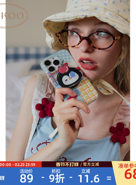 Gukoo/iPhone手机壳可爱小蛋糕磁吸支架新款imd双层印花撞色亮面手机壳