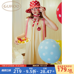 睡裙B Gukoo 果壳睡裙女夏季 新款 蝴蝶结甜美可外穿女士家居服无袖
