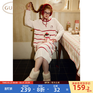 半边绒保暖女家居服睡裙D hellokitty联名新款 Gukoo 果壳睡裙冬季