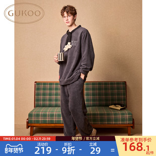 Gukoo/果壳睡衣男冬季毛绒保暖新款迪士尼联名男士家居服套装D