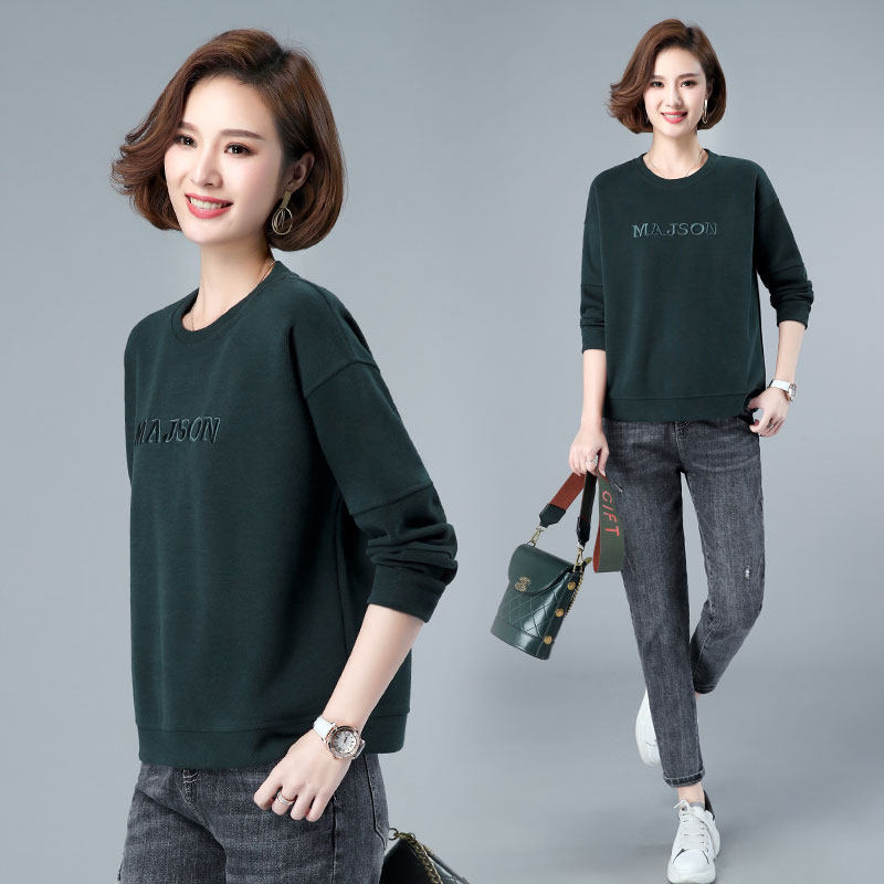 正品女士古典韵味休闲服卫衣中老年优雅舒适上衣宽松圆领纯色春秋