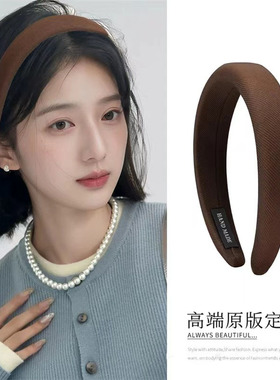 美拉德纯色发箍2026款春夏季港风复古高颅顶头箍百搭发卡压发头饰