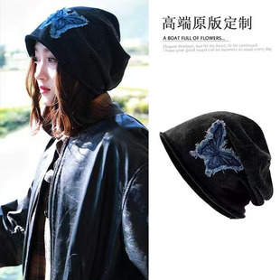 现在就出发关晓彤同款帽子刺绣蝴蝶纯色卷边套头冷帽显脸小堆堆帽