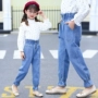 Quần jeans bé gái xuân hè 2019 mới quần nữ trẻ em lớn mùa hè thời trang quần lửng trẻ em chân mỏng nước ngoài - Quần jean quần jean trẻ em xuất khẩu