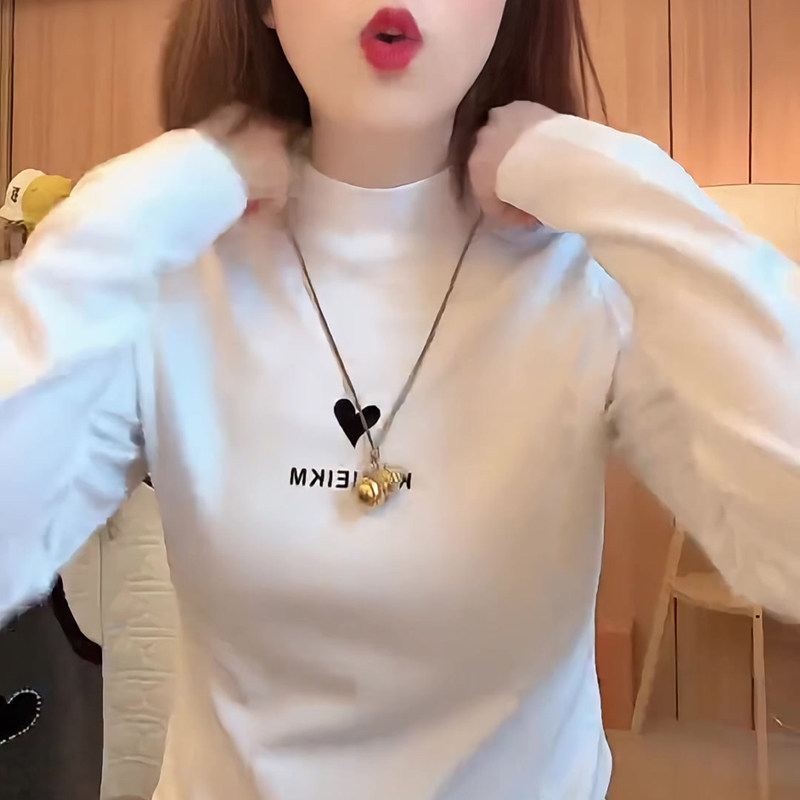 半高领打底衫女秋冬2026新款洋气韩版白色长袖t恤上衣,女装/女士精品,大码内搭,淘宝优惠券,粉丝福利购,淘宝优惠卷