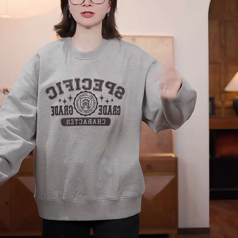 欧货秋季新款韩版字母印花长袖百搭休闲简约卫衣上衣