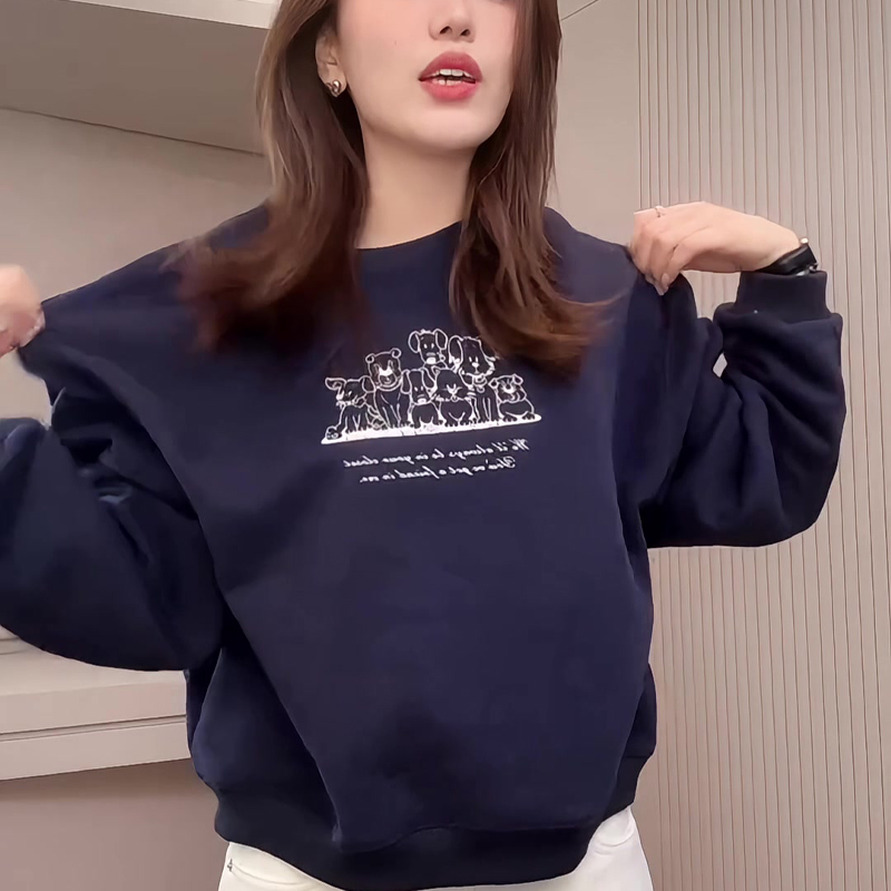 韩系圆领卫衣2025新款爆款秋冬宽松长袖百搭休闲上衣