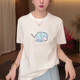 韩系极简ins风清新小象印花纯棉短袖 T恤女减龄百搭