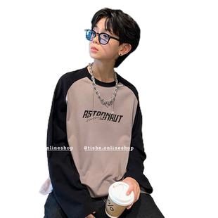 男童长袖T恤春秋款2025新款中大儿童纯棉男装打底衫胖童上衣潮牌t