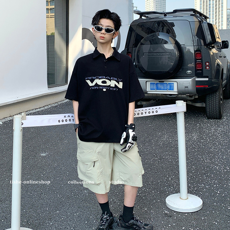 男童短袖t恤polo衫夏装纯棉上衣中大童翻领潮T青少年夏款炸街体恤