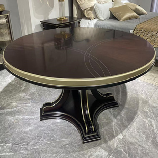 美克M家埃弗利长餐桌美式轻奢园餐桌美家轻奢实木木皮拼花饭桌