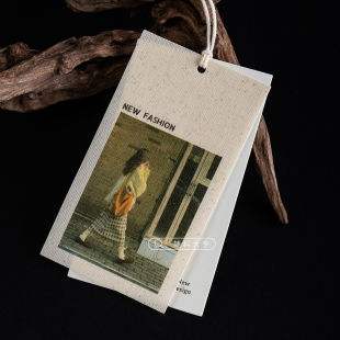 文艺彩印棉麻服装吊牌定制高端吊卡网红风标签订做通用现货卡牌