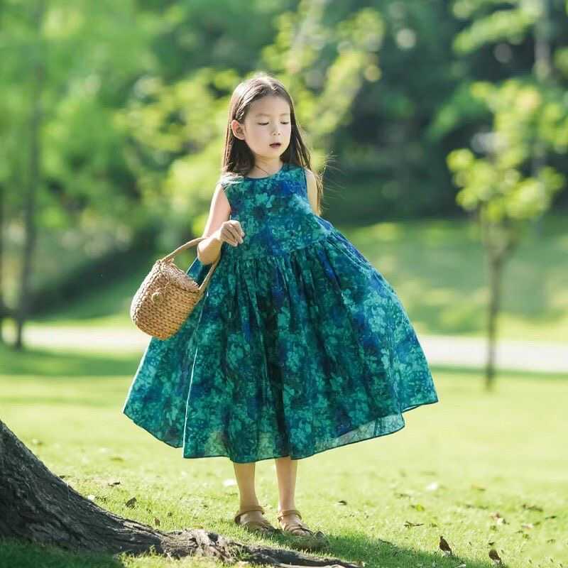 2025夏季女童度假风碎花背心裙