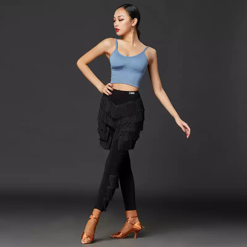 皇朝拉丁舞紧身裤新款练功服舞服表演服流苏裤子专业打底裤A2126