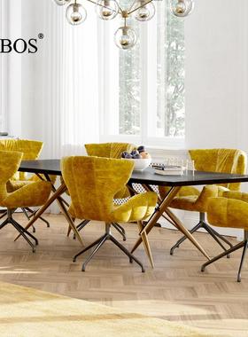 BOBOS 意式极简客厅蓝色绒布艺休闲椅单人桂花椅会议室设计师定制