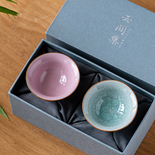 汝窑冰花主人杯单杯家用功夫茶具茶杯单个陶瓷品茗杯情侣对杯