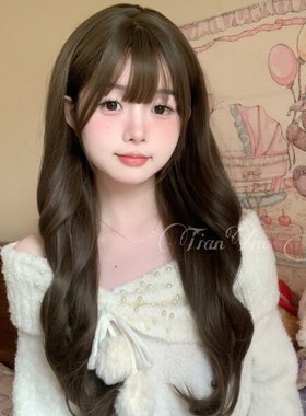 温柔风长卷发假发日常甜美平刘海
