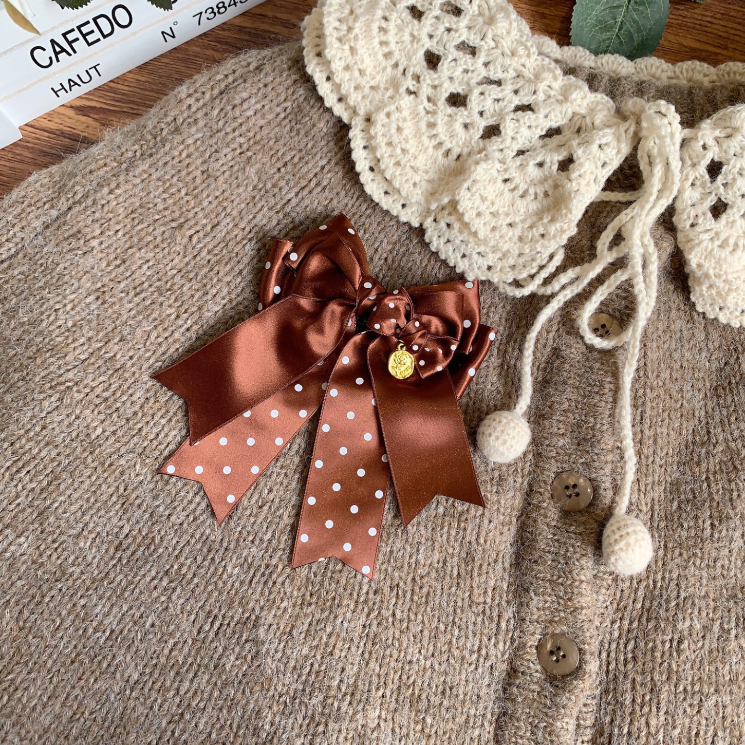 【88包邮】日制进口丝带波点纯色挂坠蝴蝶结手作胸针边夹两用别针