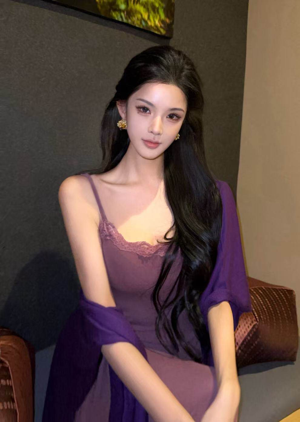 夏媛原创 树莓紫色吊带连衣裙 2026夏季新款收腰显瘦性感辣妹长裙