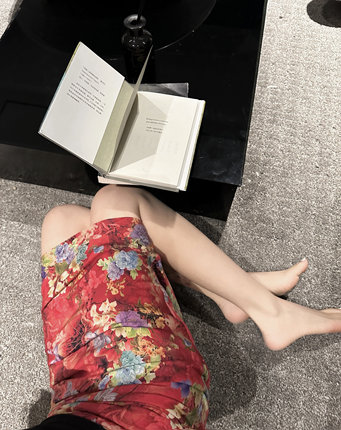 夏媛原创 中式明媚 花朵染印花显瘦修身辣妹包臀裙半身裙2026夏季