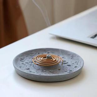 创意水泥蚊香架家用室内檀香座托熏香盘托摆件香炉盘高档防火接灰
