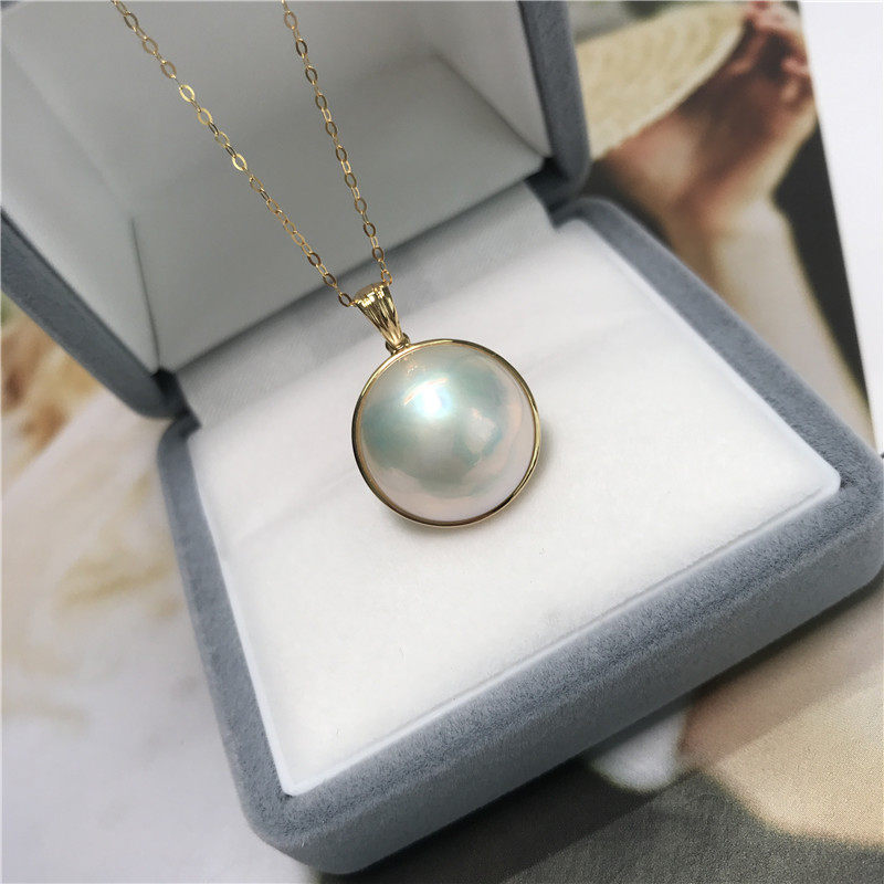 18k Jintianran Seawater clavicle Pearl Pendant temperament 17-18mm Semicircular quality goods Necklacein the Jewelry/Diamond/Jade/Gold , Natural pearls (New) , Choker  category - from Buy2taobao.com to provide professional Taobao agent buy service